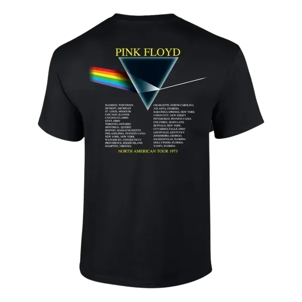 The Dark Side of the Moon North America Tour 1973 Double Sided Black T-Shirt